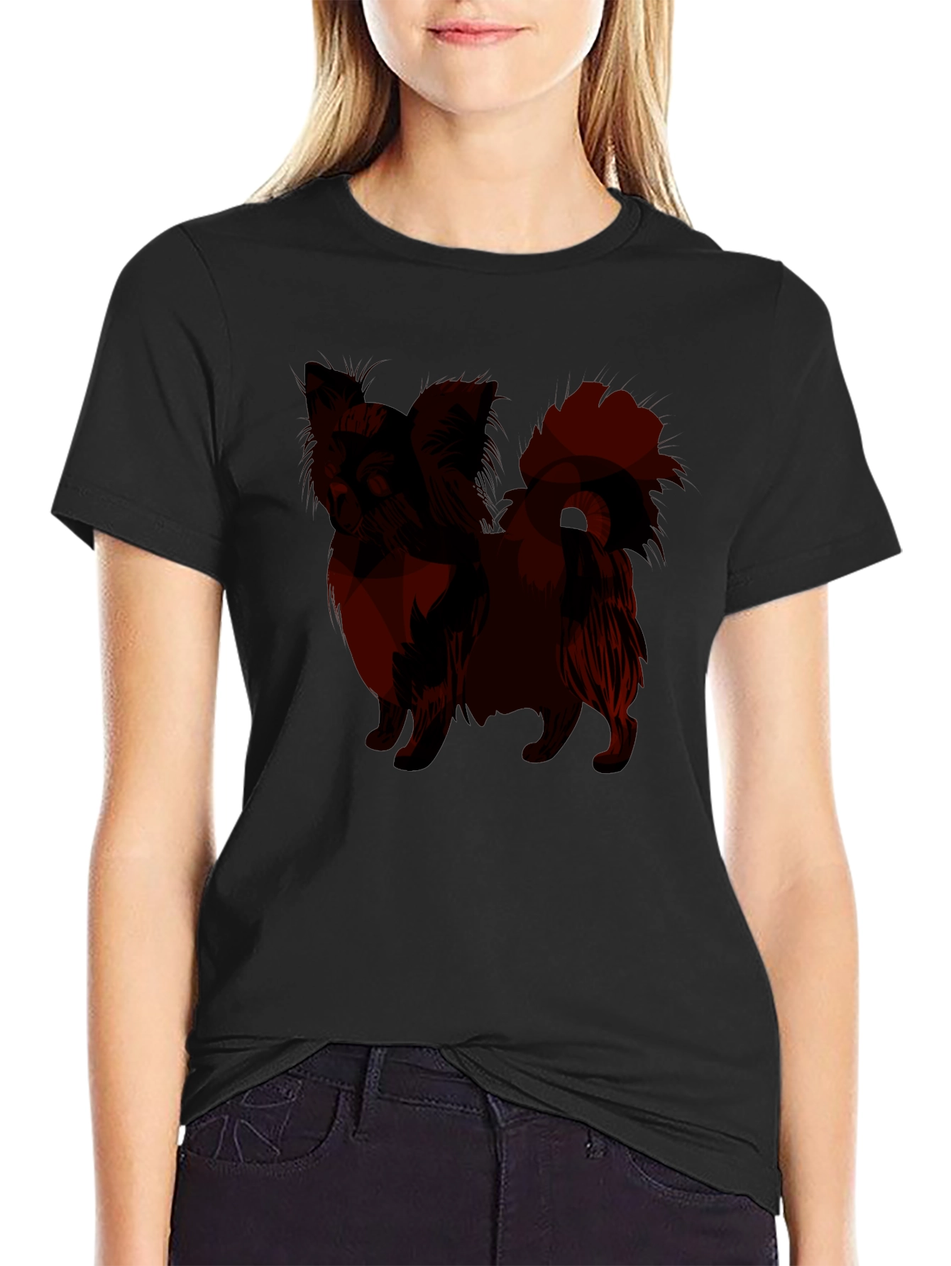 Mens Black T-Shirt with Dog Graphic