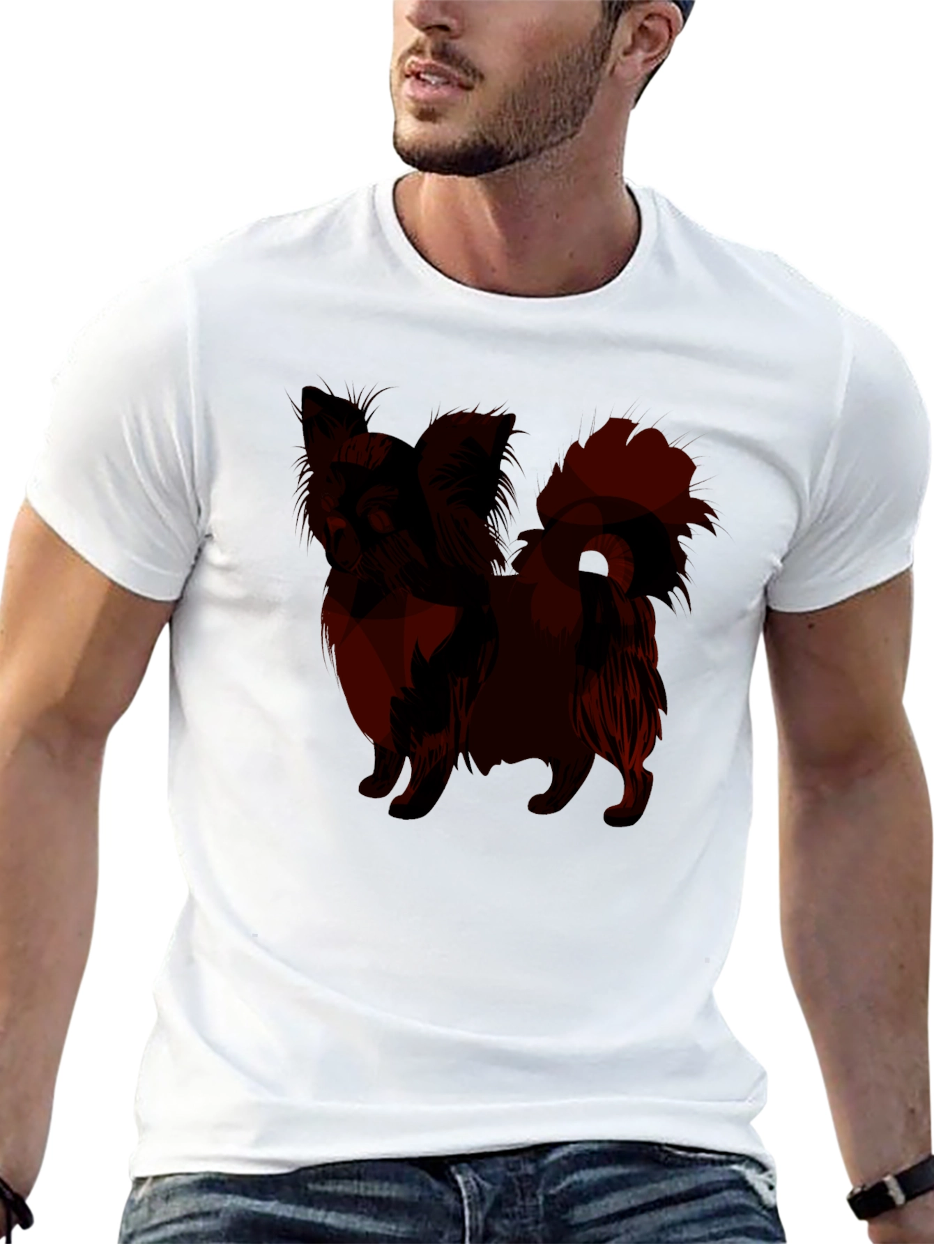 Mens Black T-Shirt with Dog Graphic