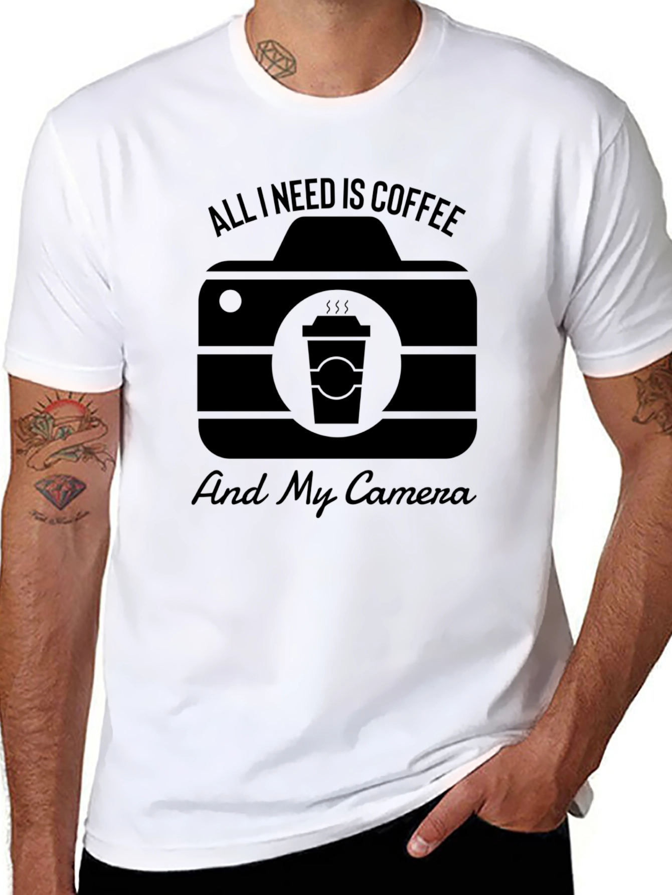 Coffee & Camera Graphic T-Shirt - Photography Lover Tee