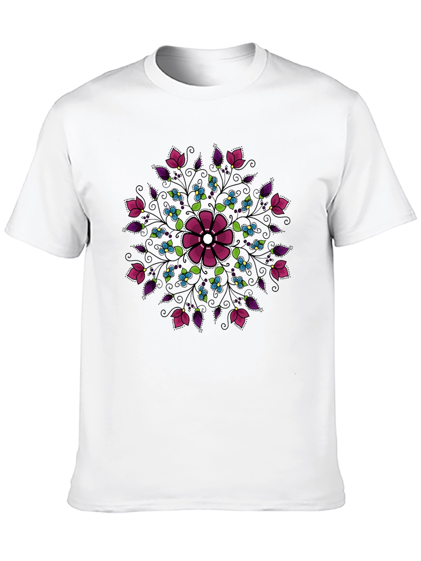 Floral Mandala Graphic Print Crew Neck Tee