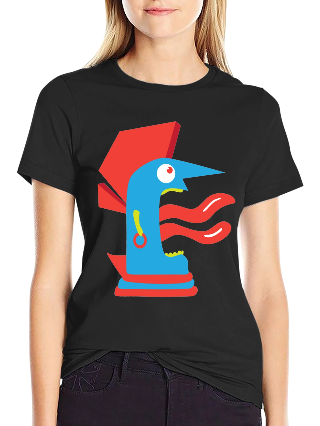 Abstract Graphic Print Tee - Modern Art Black T-Shirt