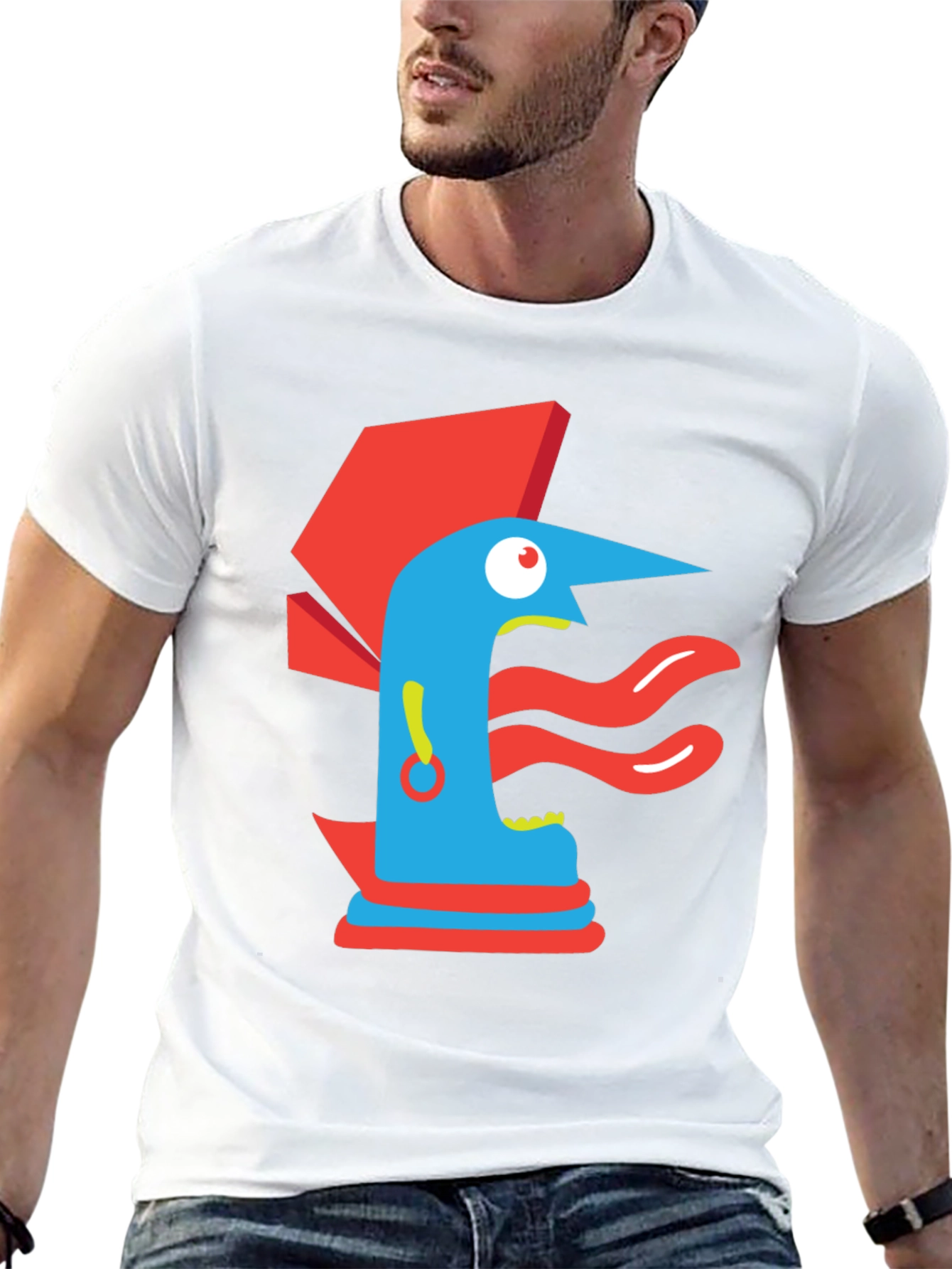 Abstract Graphic Print Tee - Modern Art Black T-Shirt