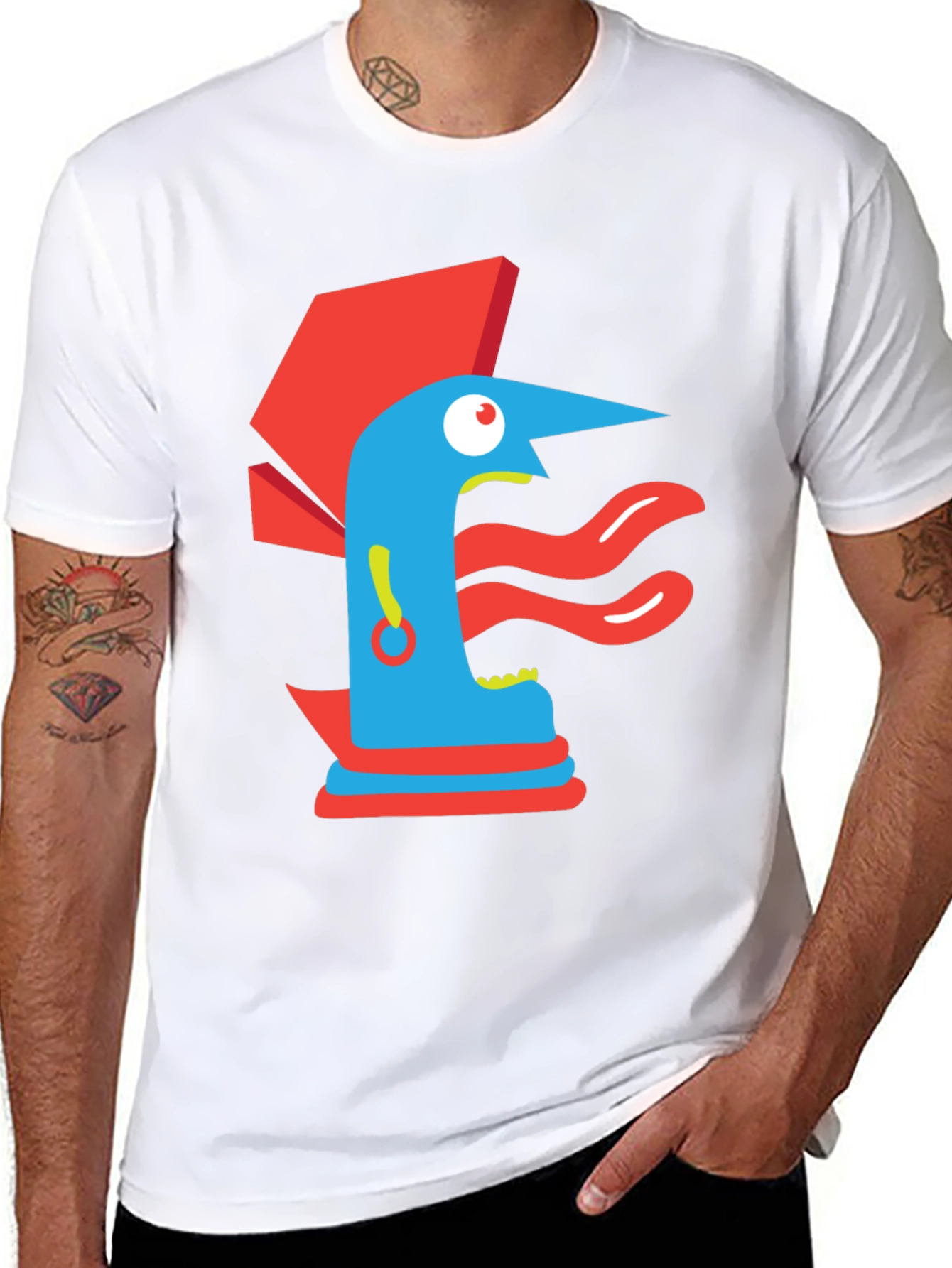 Abstract Graphic Print Tee - Modern Art Black T-Shirt