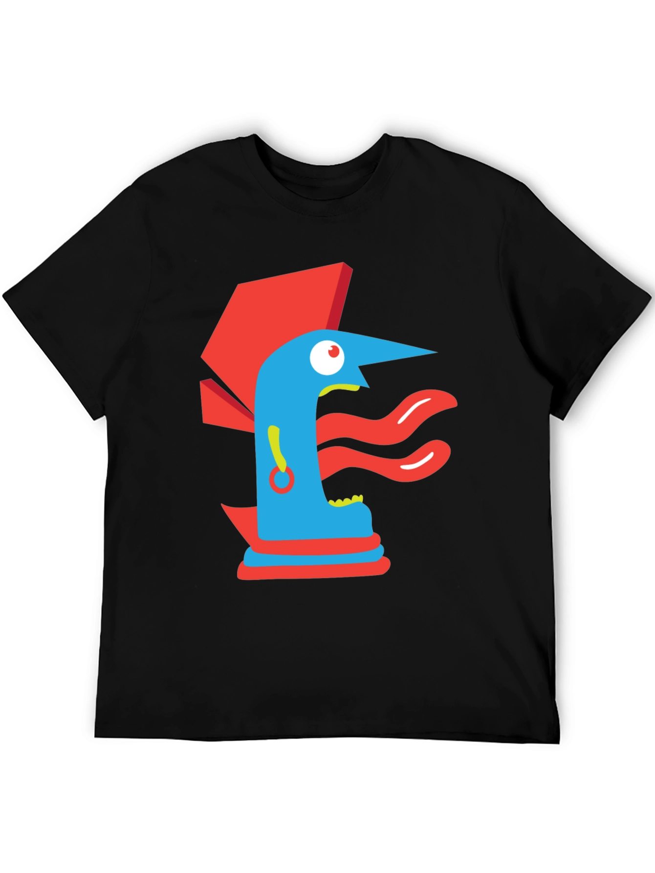 Abstract Graphic Print Tee - Modern Art Black T-Shirt