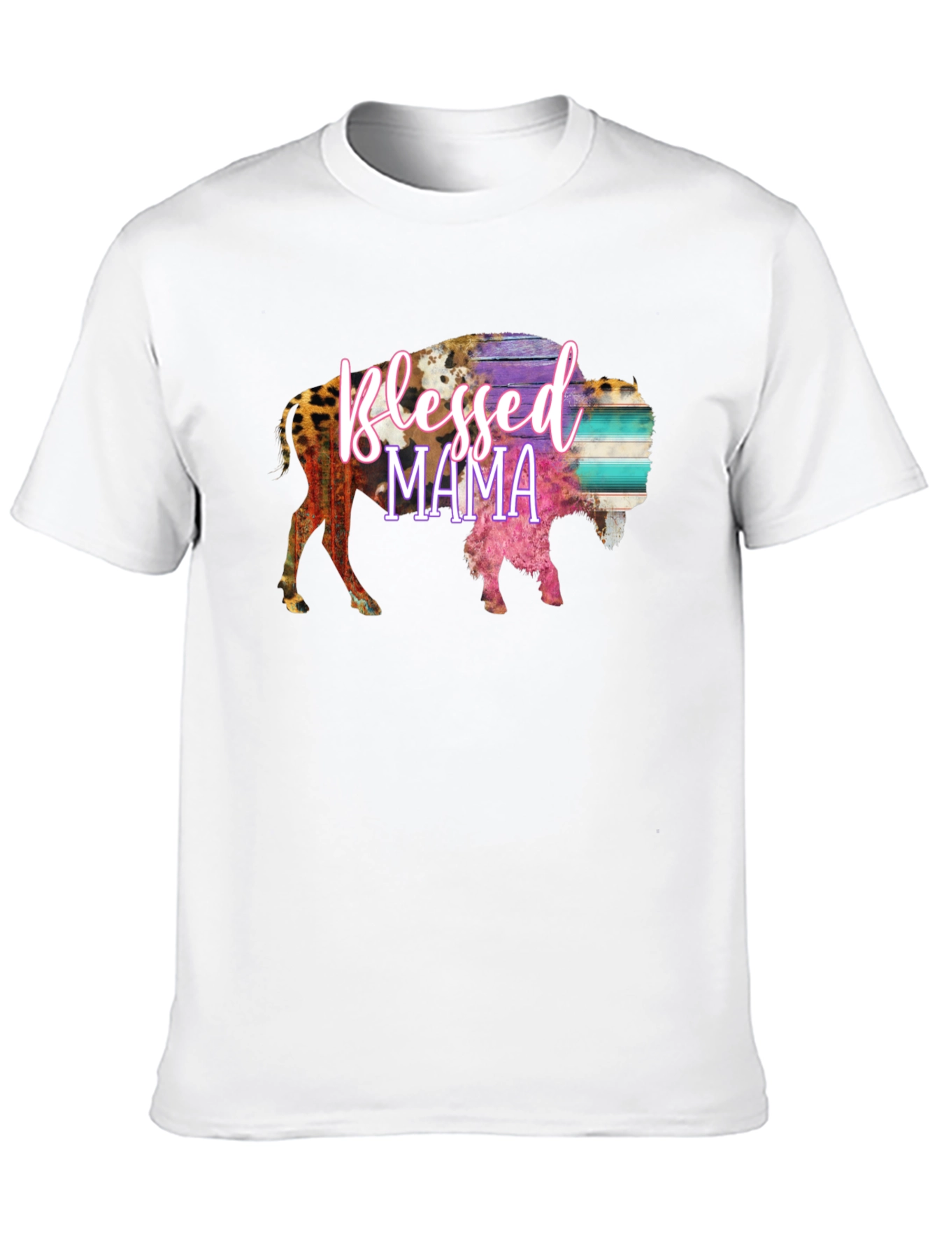 Blessed Mama Bison Graphic Tee - Black