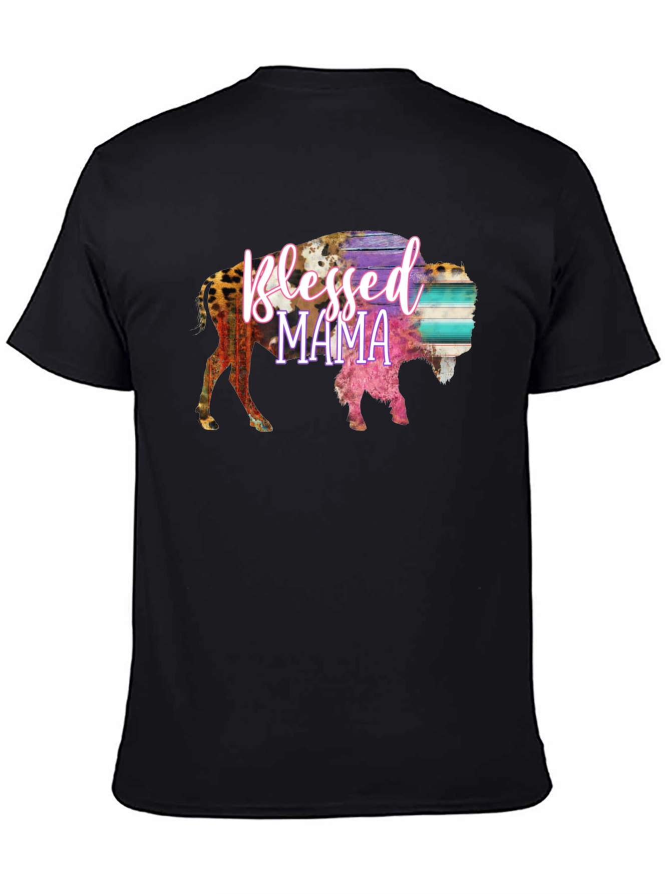 Blessed Mama Bison Graphic Tee - Black