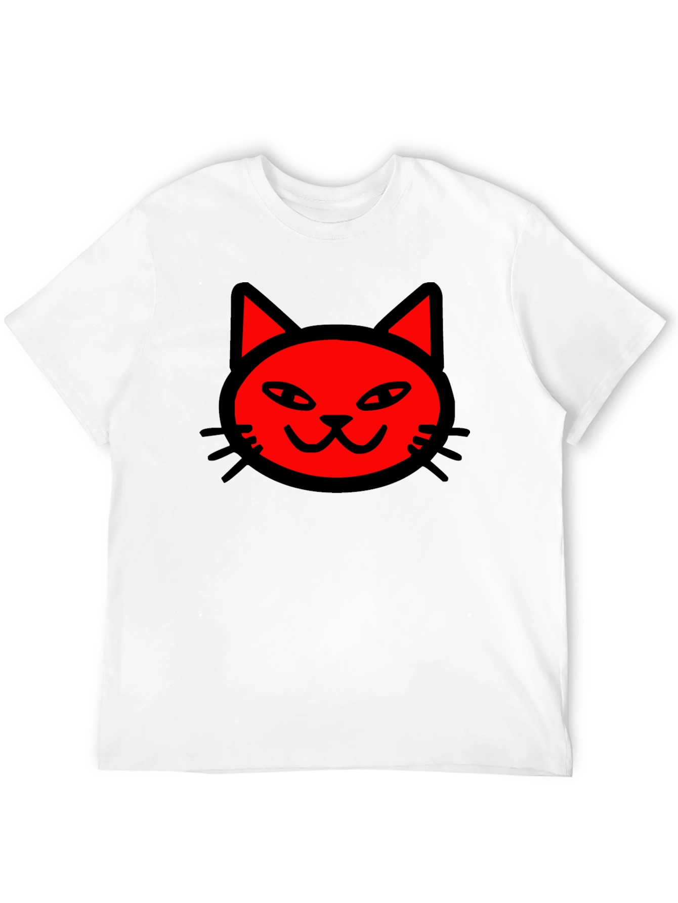 Red Cat Graphic Print Black T-Shirt