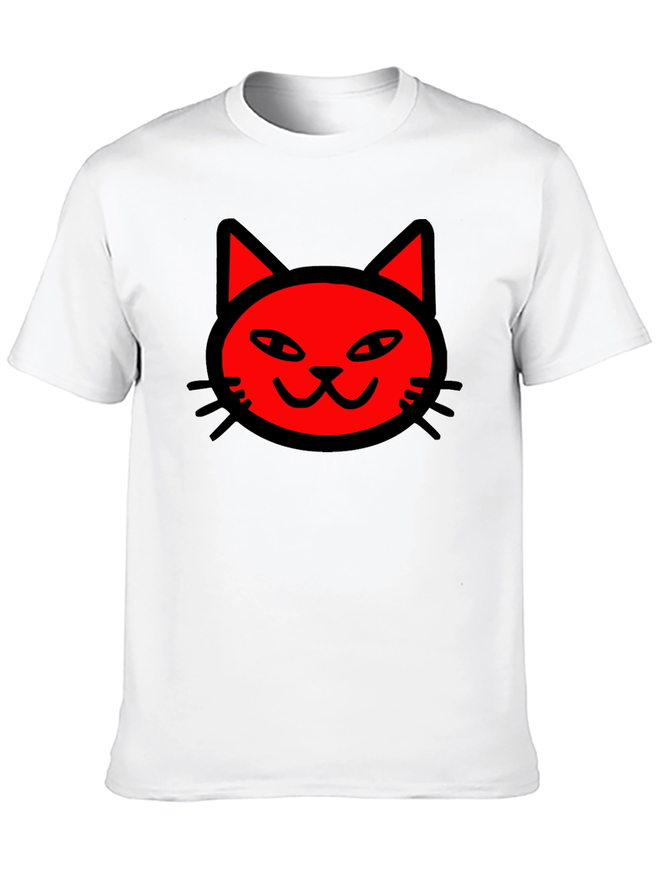 Red Cat Graphic Print Black T-Shirt