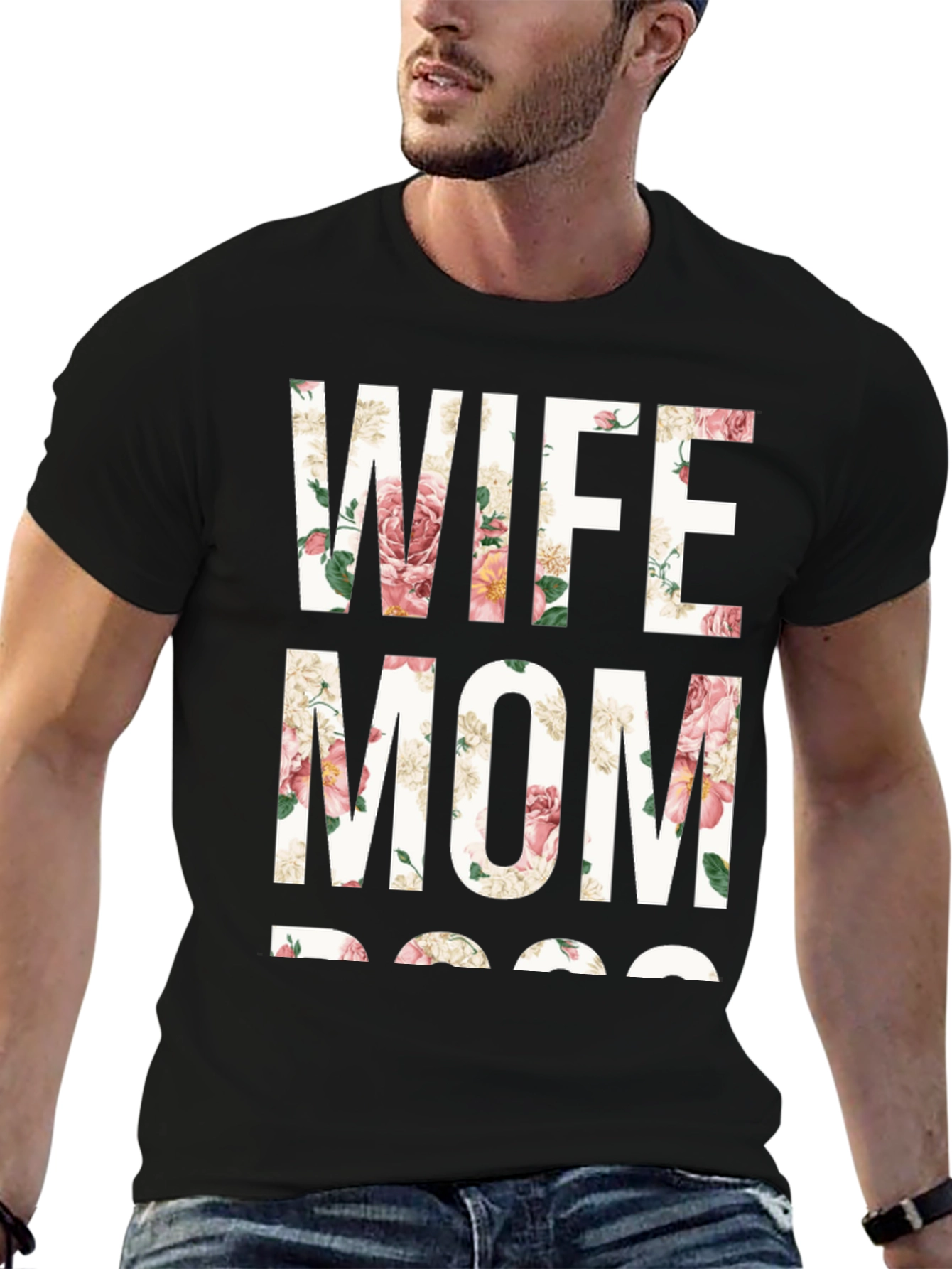 Floral Wife Mom Boss Graphic T-Shirt
