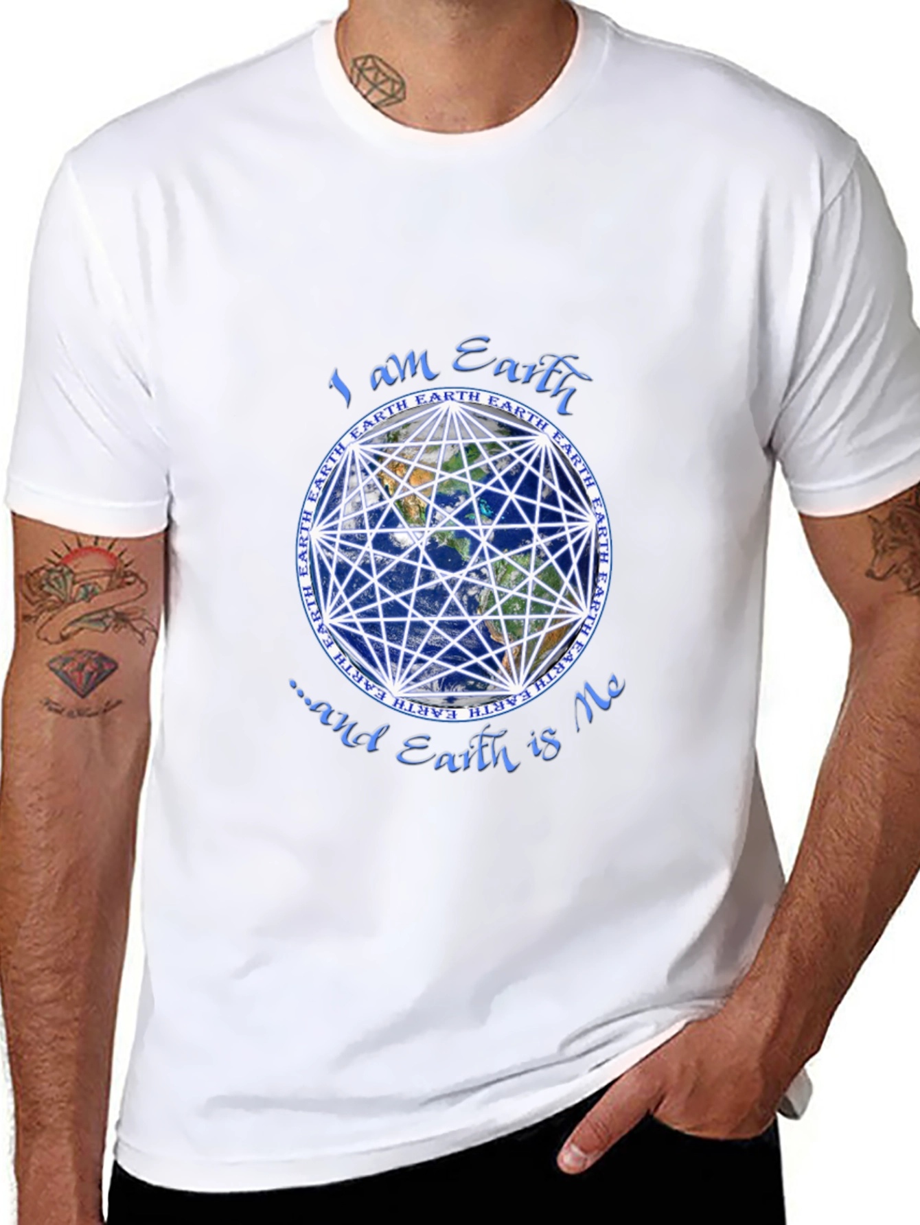 Earth Focus T-Shirt - Geometric Globe Design