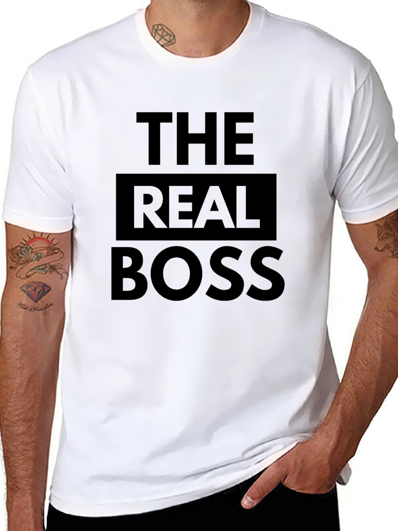 The Real Boss Graphic Tee - Black Crew Neck