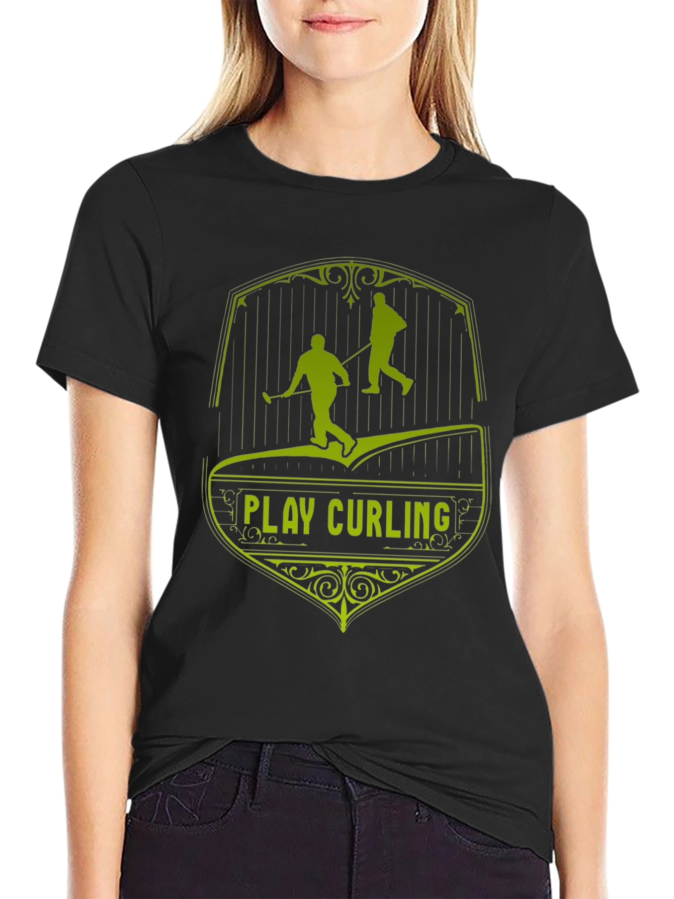 Play Curling Black T-Shirt