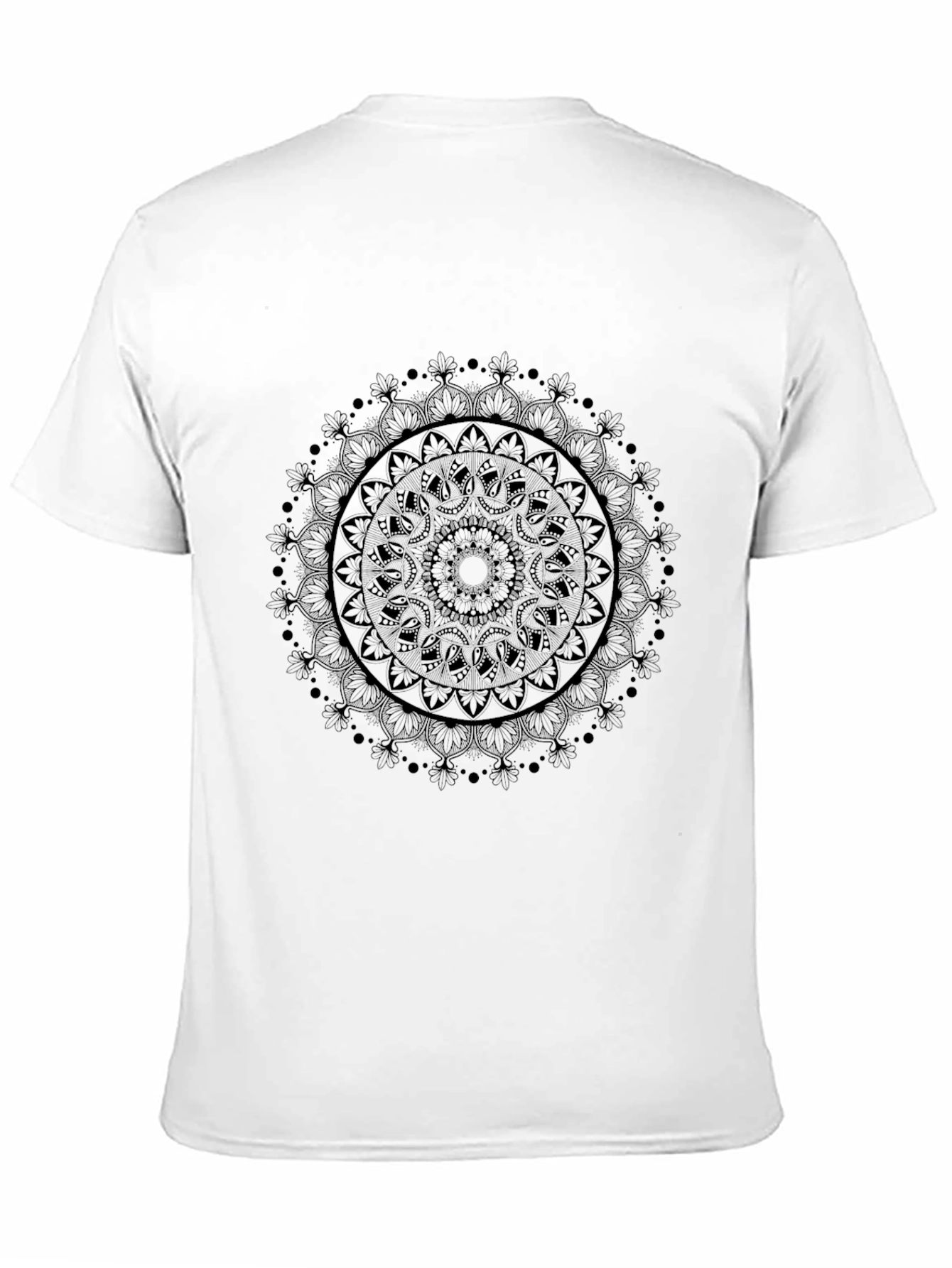 Black Mandala Print Crew Neck T-Shirt