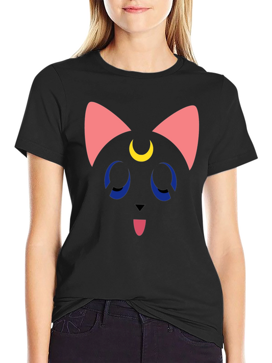 Luna Cat Graphic T-Shirt - Black