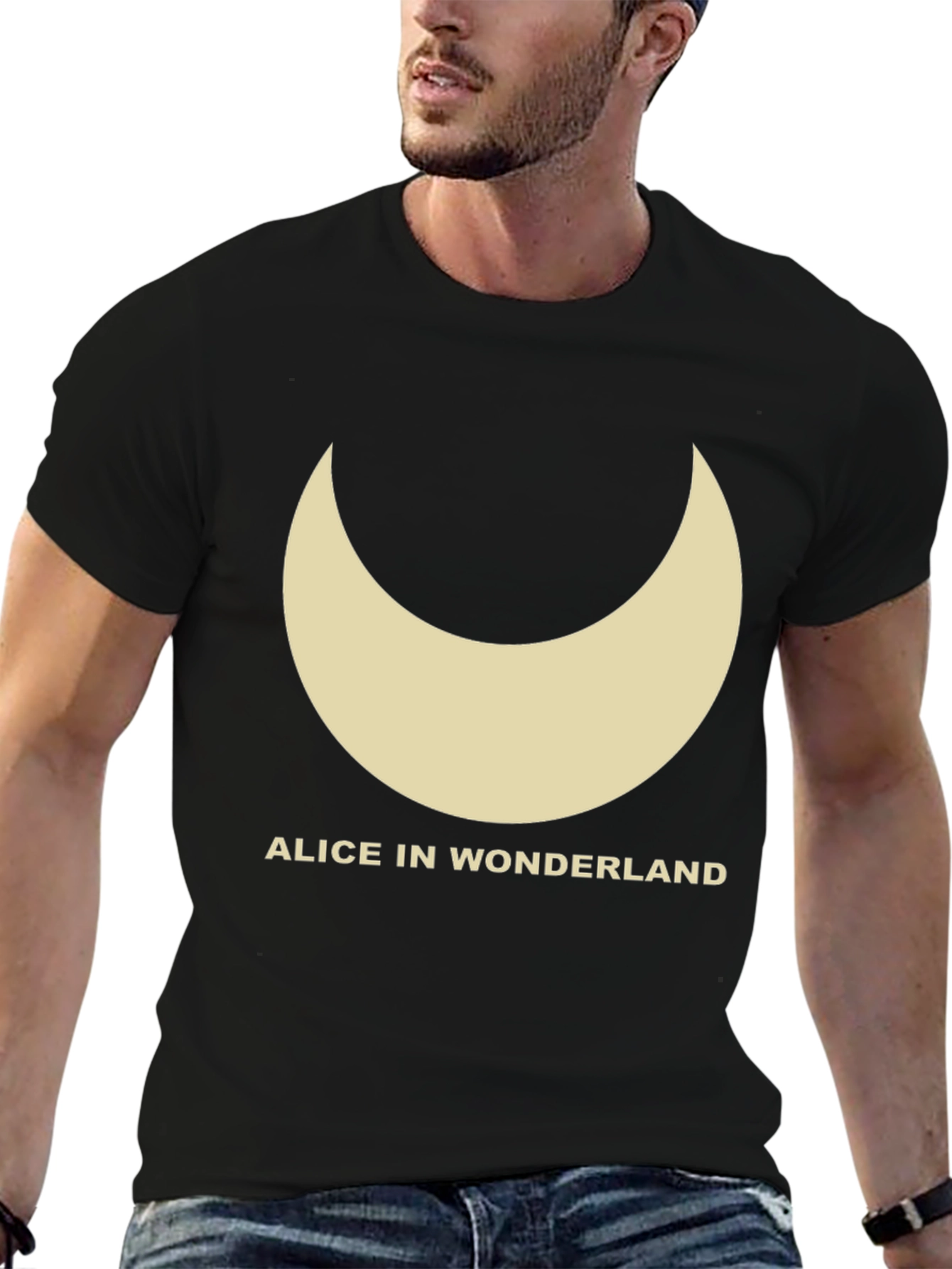 Alice in Wonderland Crescent Moon Black T-Shirt