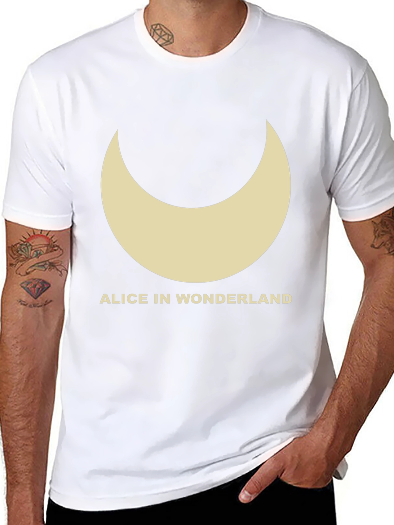 Alice in Wonderland Crescent Moon Black T-Shirt