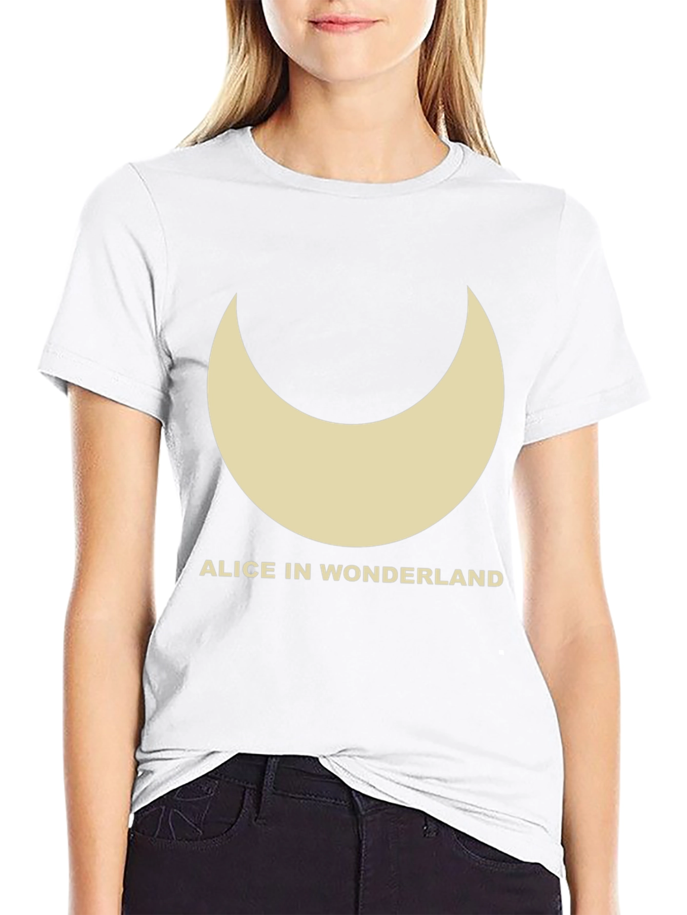 Alice in Wonderland Crescent Moon Black T-Shirt