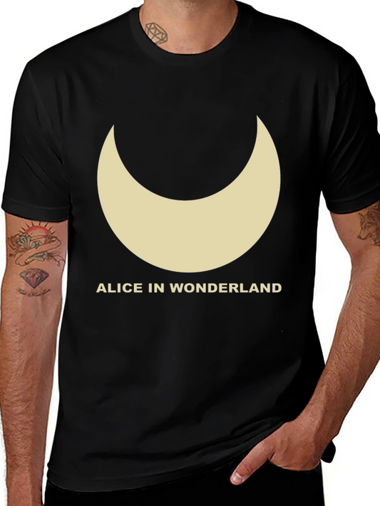 Alice in Wonderland Crescent Moon Black T-Shirt