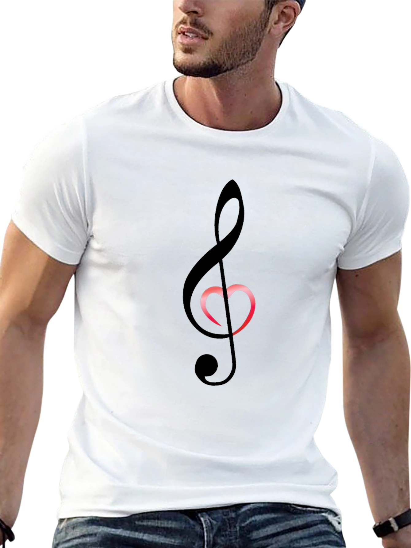 Musical Heart T-Shirt - Black Cotton Blend Tee