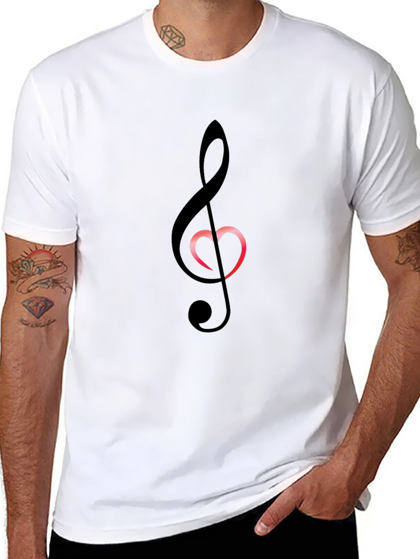 Musical Heart T-Shirt - Black Cotton Blend Tee