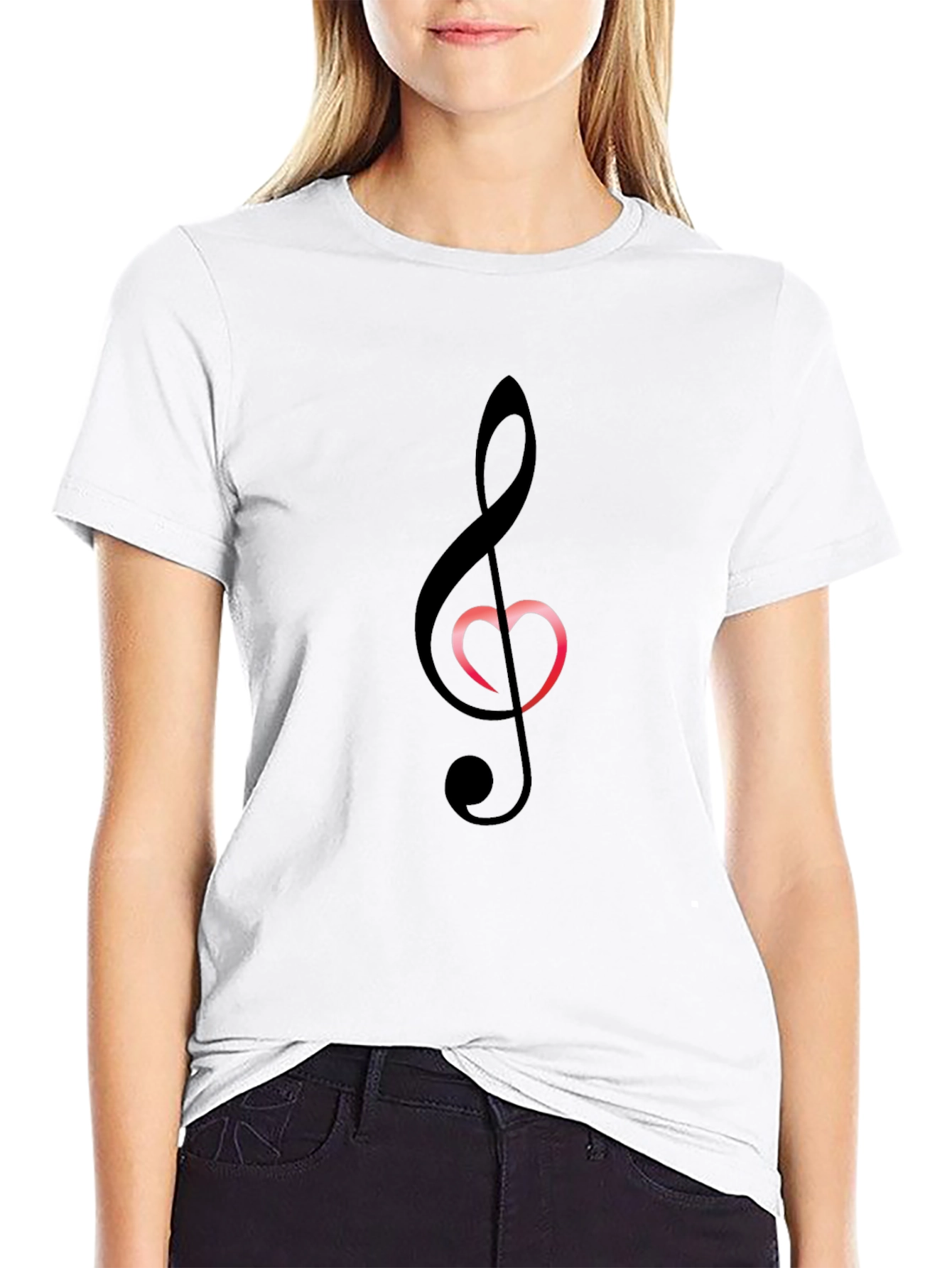 Musical Heart T-Shirt - Black Cotton Blend Tee
