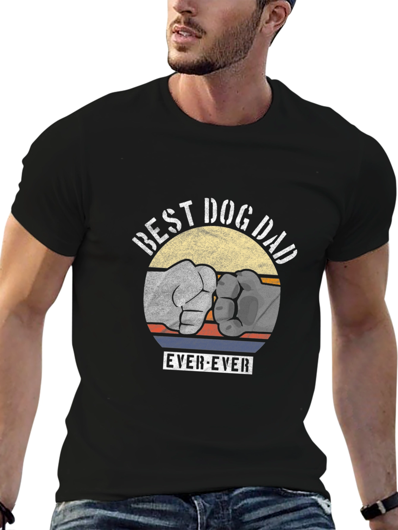 Best Dog Dad Ever Fist Bump Graphic Tee