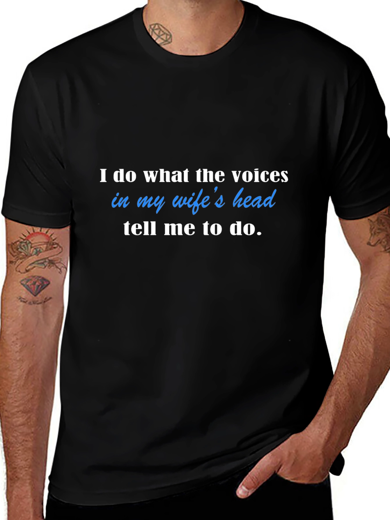 Humorous Wifes Voices Black T-Shirt