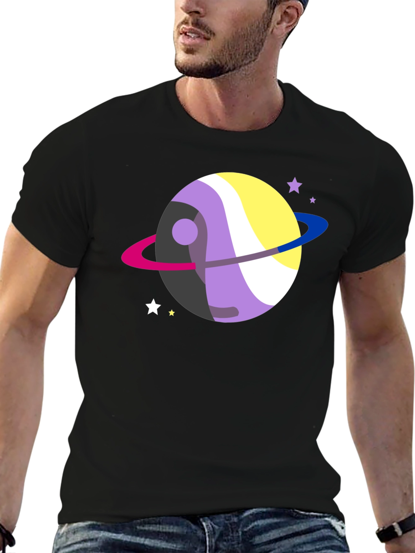 Nonbinary Pride Planet T-Shirt - LGBTQIA+