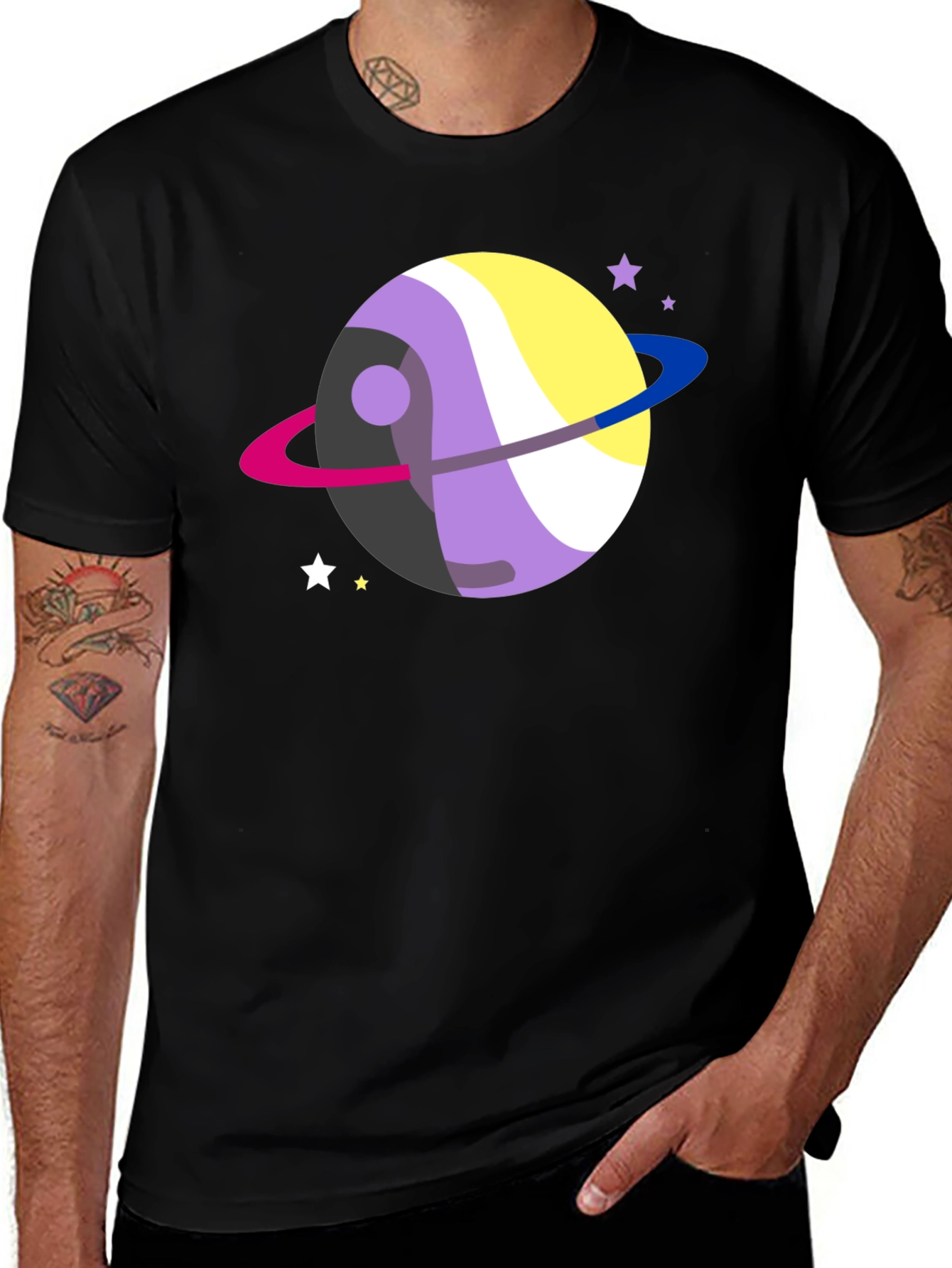 Nonbinary Pride Planet T-Shirt - LGBTQIA+