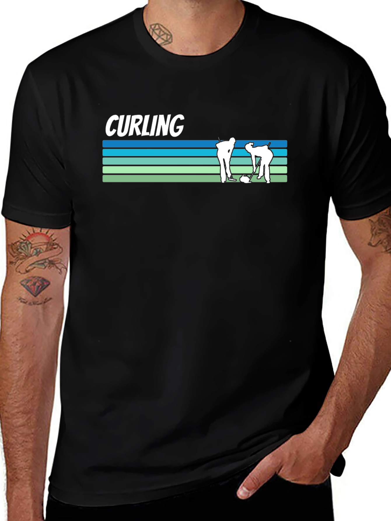 Curling Graphic T-Shirt - Black