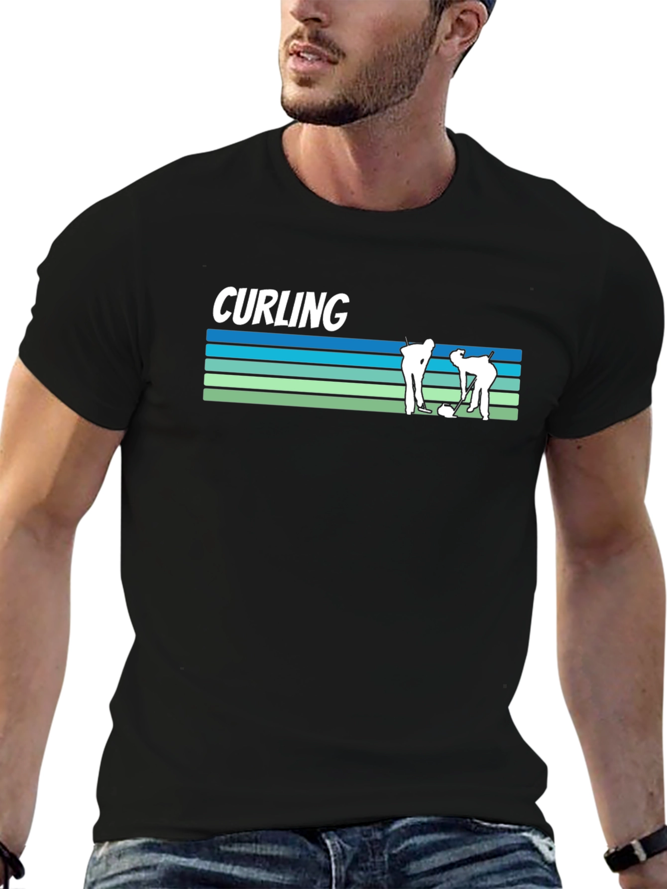 Curling Graphic T-Shirt - Black