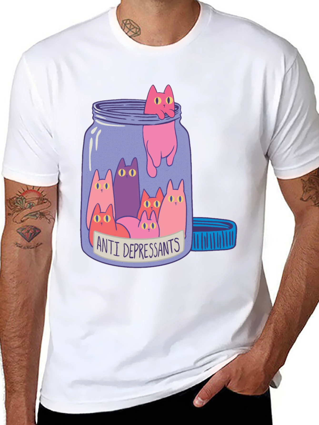 Anti Depressant Cats in a Jar Graphic Tee