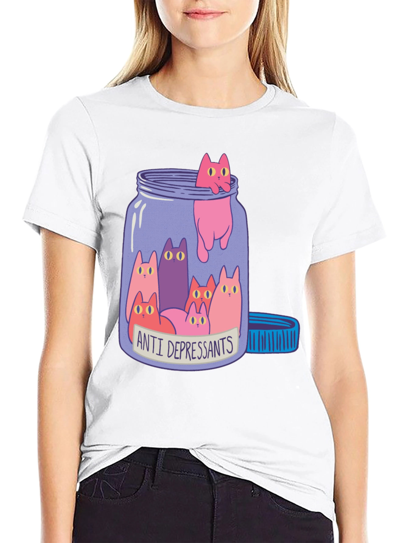 Anti Depressant Cats in a Jar Graphic Tee