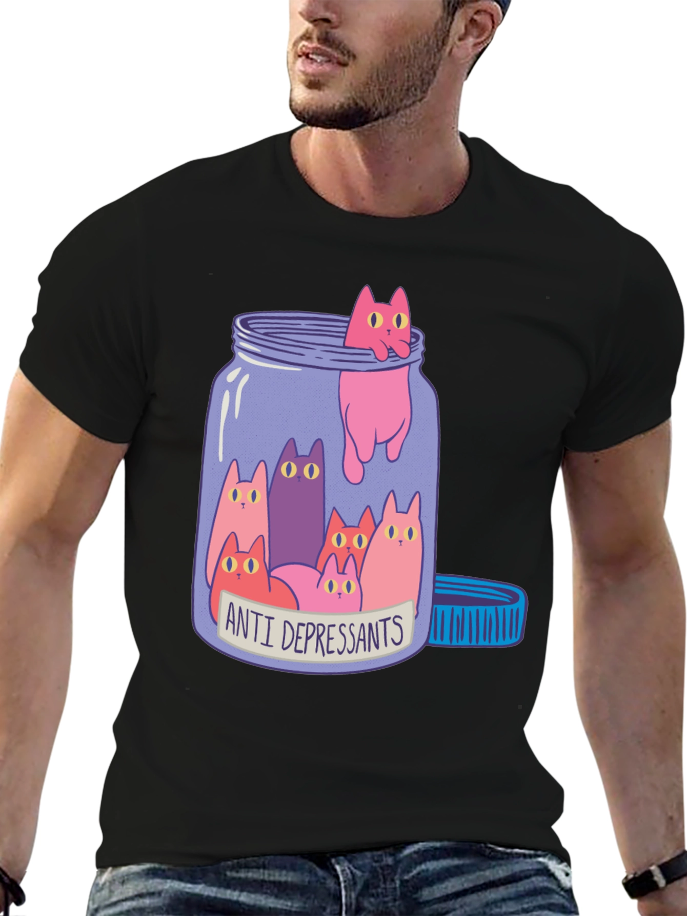 Anti Depressant Cats in a Jar Graphic Tee
