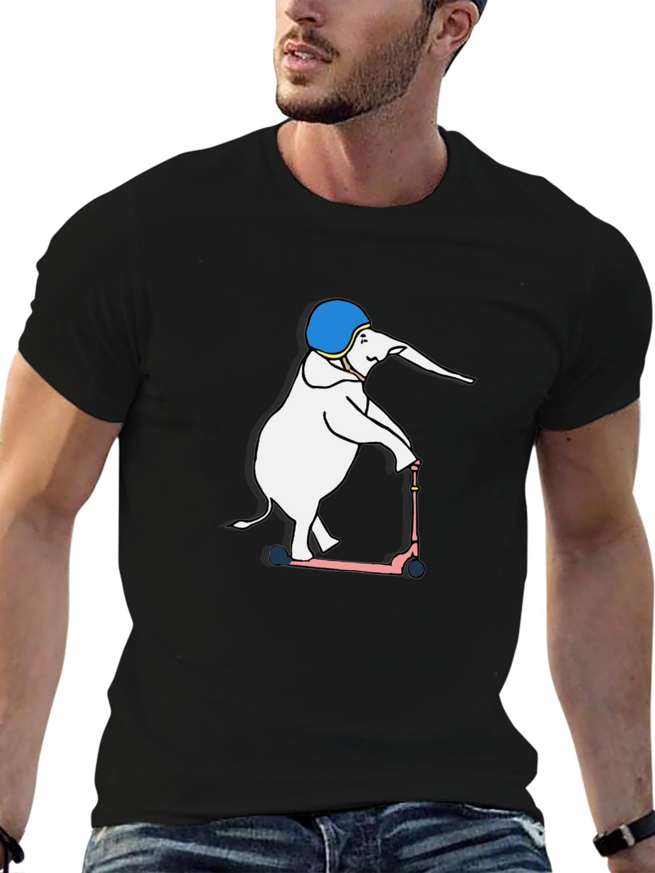 Elephant on Scooter Graphic T-Shirt