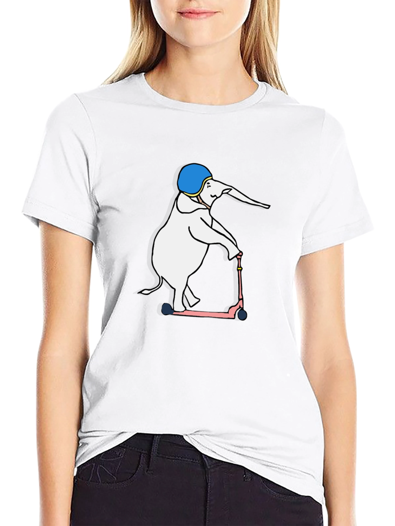 Elephant on Scooter Graphic T-Shirt