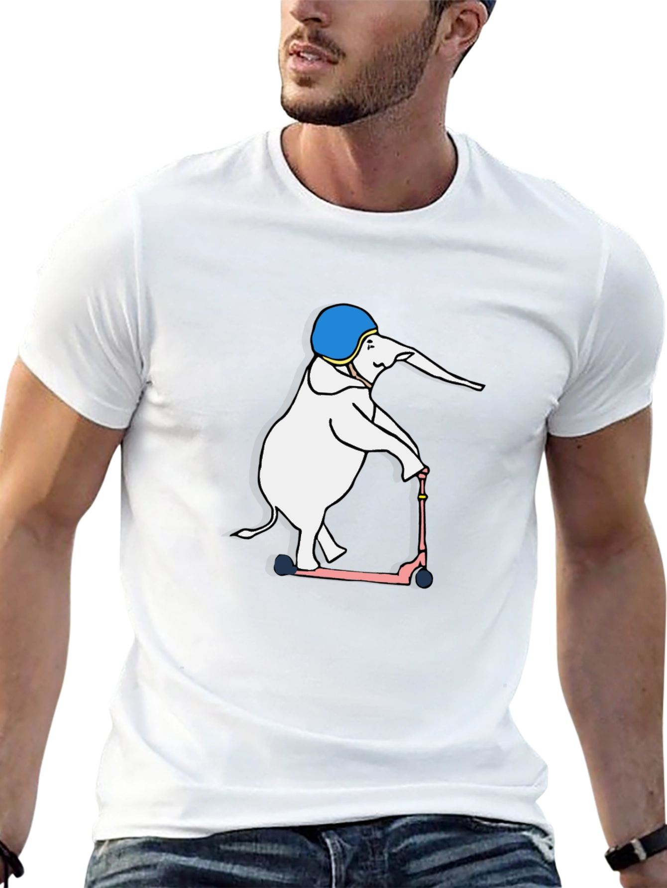 Elephant on Scooter Graphic T-Shirt