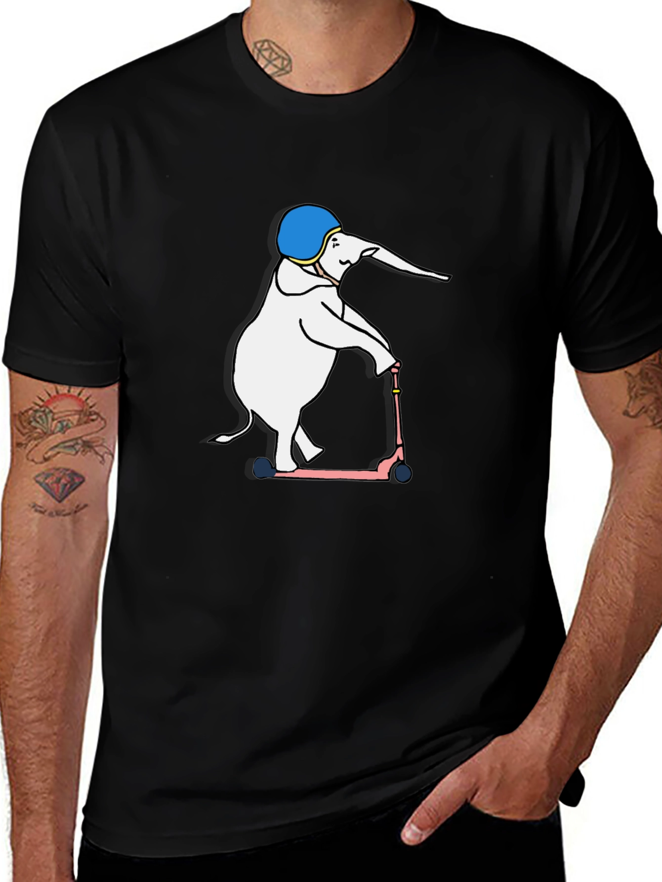 Elephant on Scooter Graphic T-Shirt