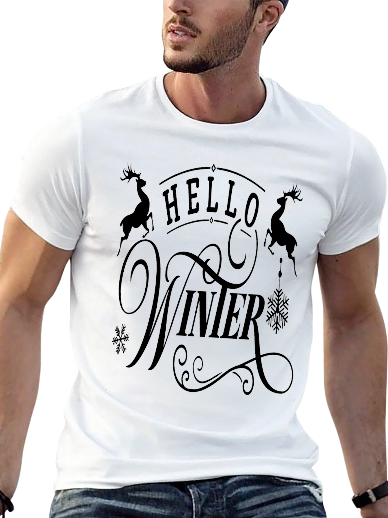Hello Winter Graphic Tee - Stylish Holiday Shirt