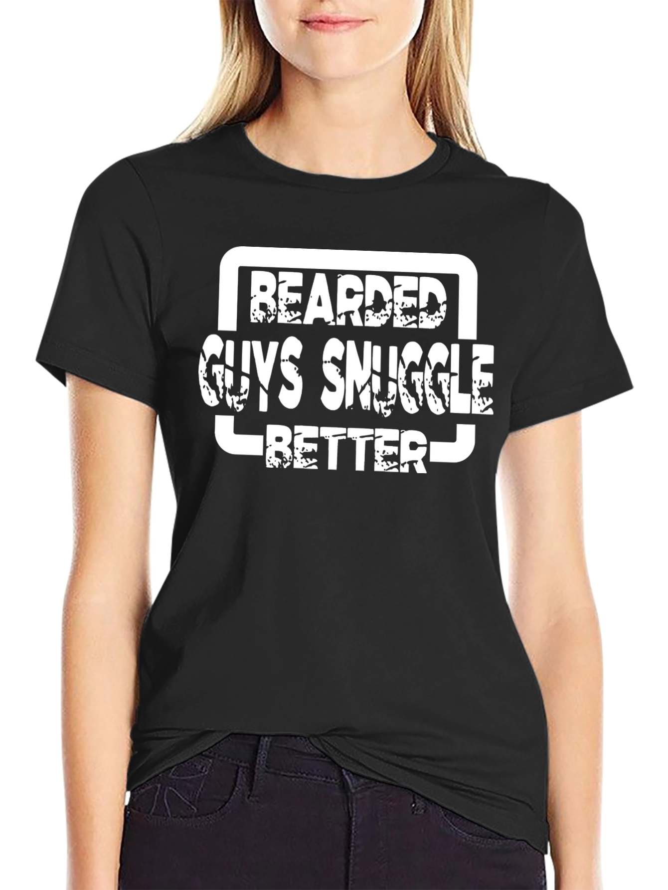 Bearded Guys Snuggle Better Black T-Shirt