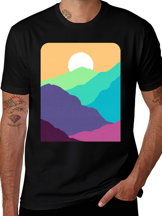 Retro Mountainscape Graphic Tee - Black