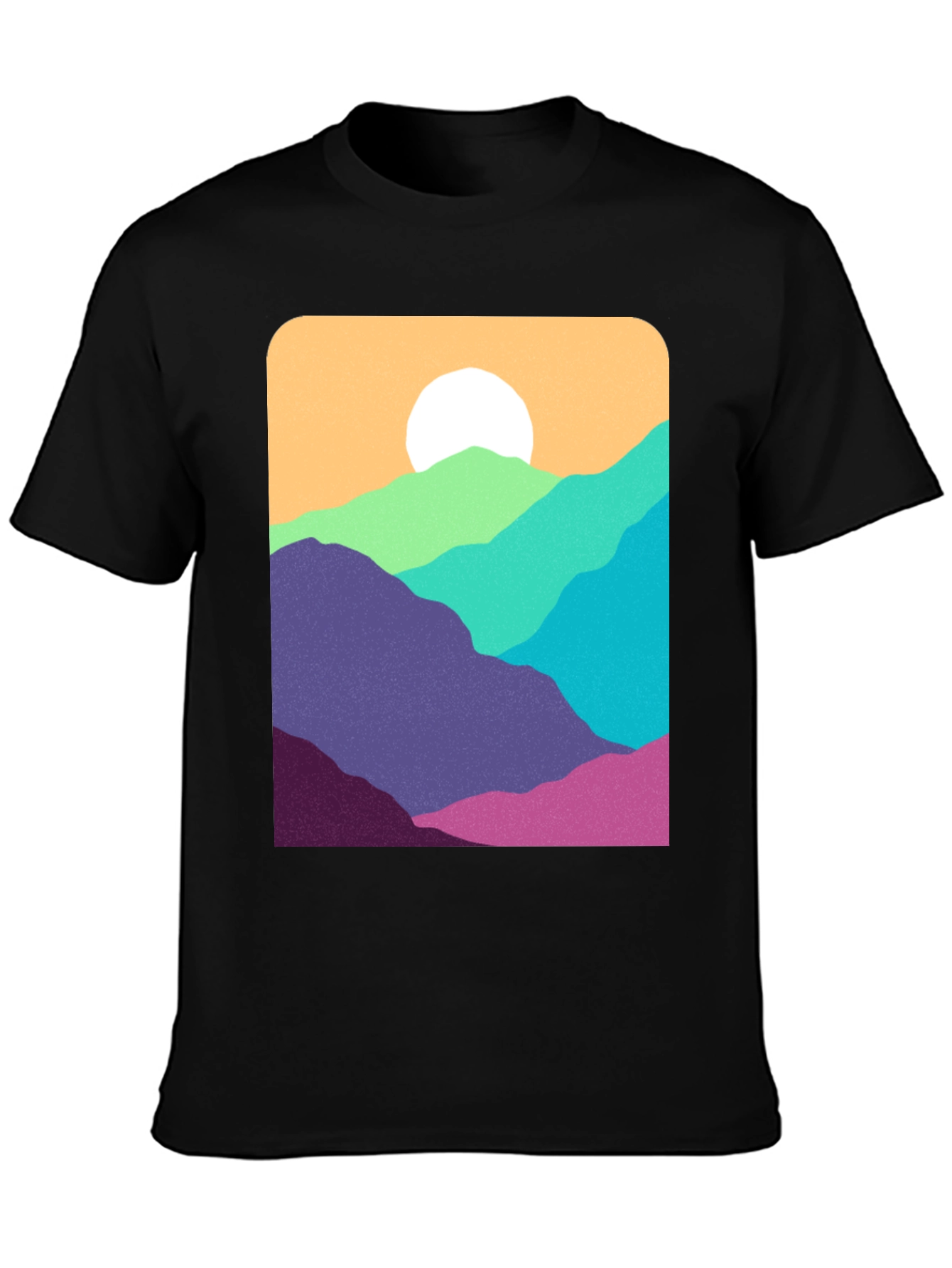 Retro Mountainscape Graphic Tee - Black