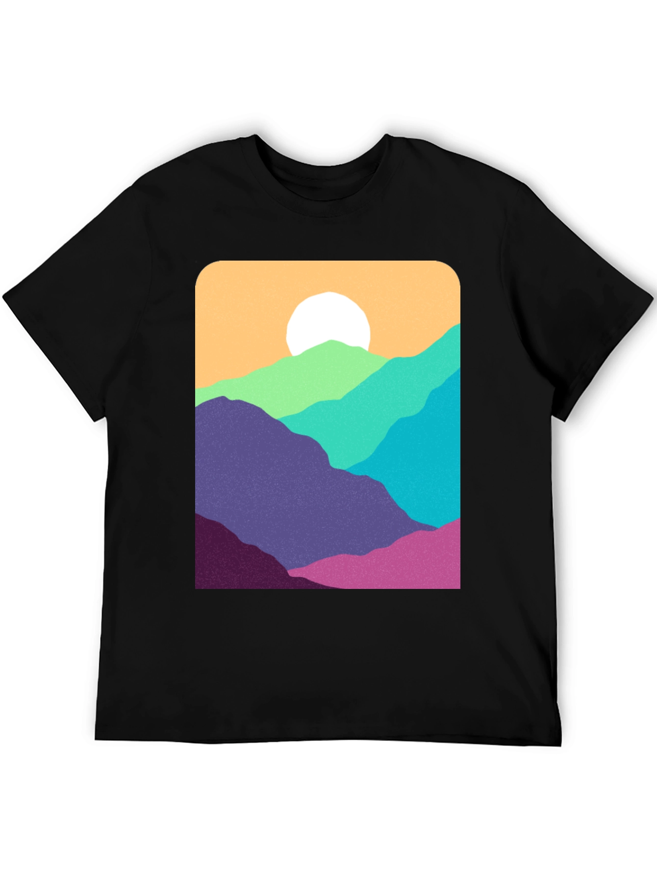 Retro Mountainscape Graphic Tee - Black