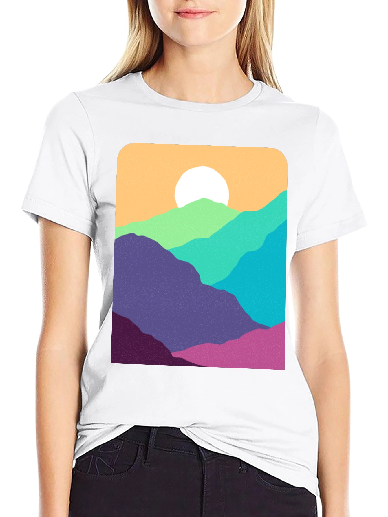 Retro Mountainscape Graphic Tee - Black