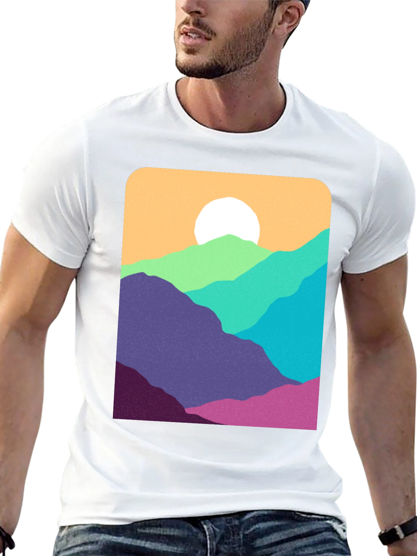 Retro Mountainscape Graphic Tee - Black