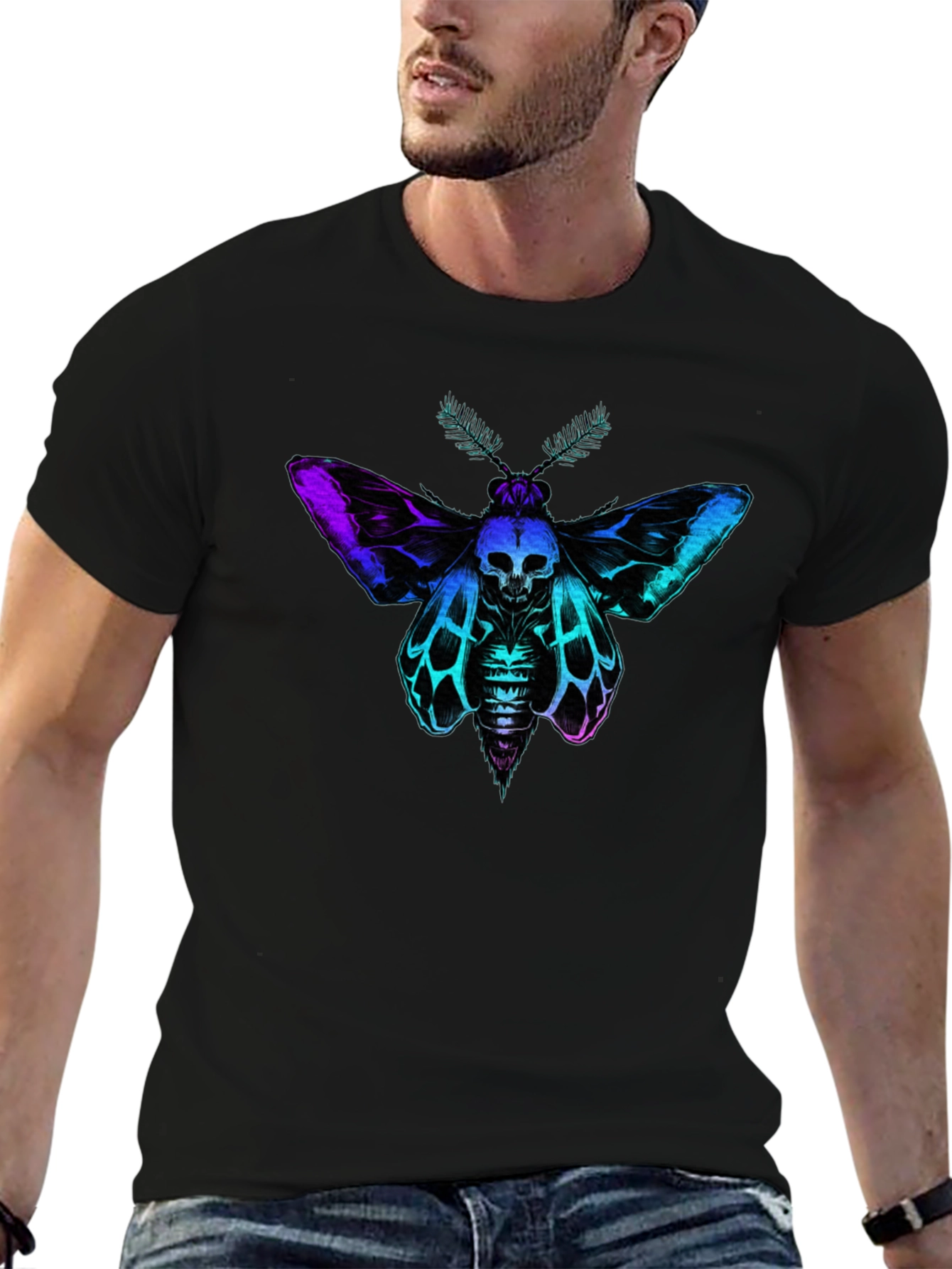 Skull Moth Graphic T-Shirt - Unique Gothic Design