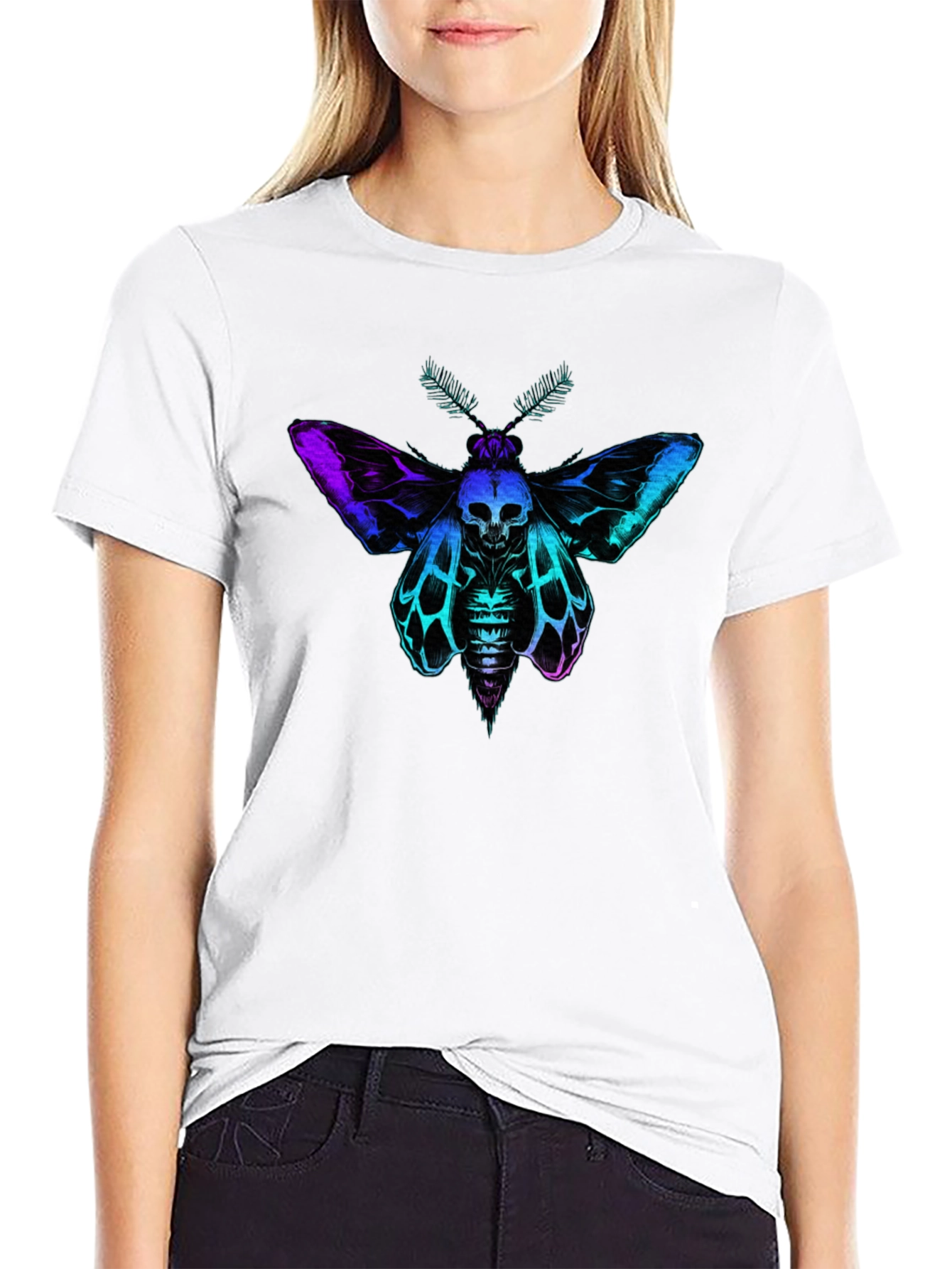 Skull Moth Graphic T-Shirt - Unique Gothic Design