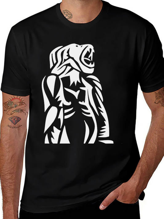 Tribal Gorilla Graphic Print Black T-Shirt
