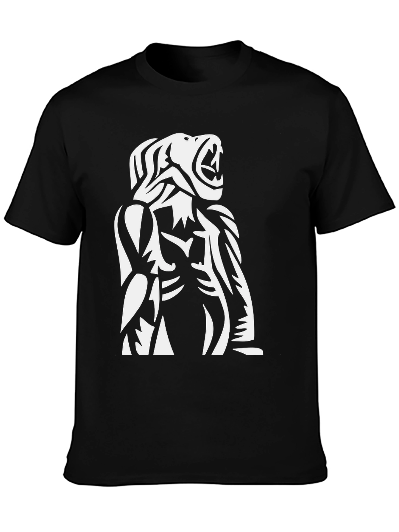 Tribal Gorilla Graphic Print Black T-Shirt
