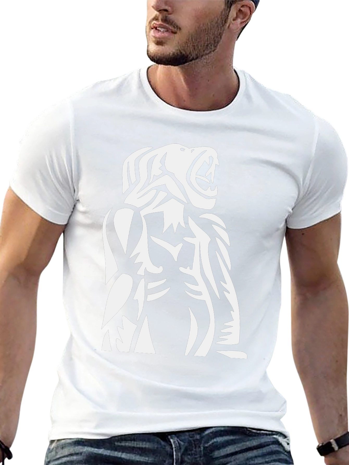 Tribal Gorilla Graphic Print Black T-Shirt